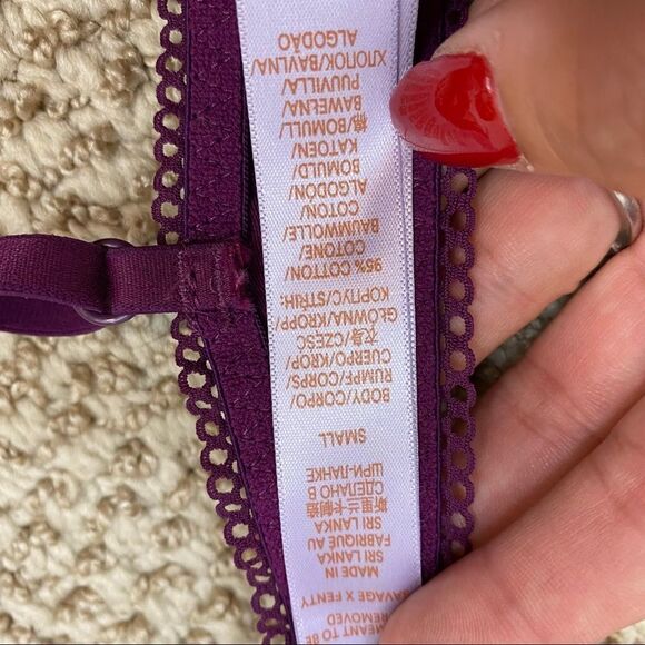 Savage X Fenty Unlined Lace‎ Trim Logo Bra Small - Picture 9 of 9